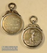 2x early 1900s Brancaster Golf Club (Royal West Norfolk Golf Club Est 1892) silver hallmarked