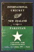 1973 New Zealand v Pakistan signed “Forty Over” one day cricket programme - played at Christchurch