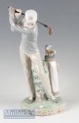 Lladro Bone China Golfer Figure – height 28cm with makers backstamp and impressed marks to base,