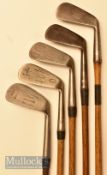 5x Assorted irons including The Scot No 2 mashie, deep faced mashie, Lotsirb mashie, Sherlock