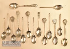 21x Assorted White Metal Golf Teaspoons most having golf club design handles, 15 hallmarked