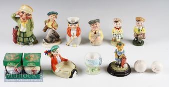 Golfing Ceramic Mixed Selection (13) to incl Royal Doulton Major Green The Golfer jug, Staffordshire