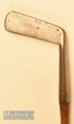 Willie Wilson St Andrews straight blade metal putter c1890 c/w later hide grip