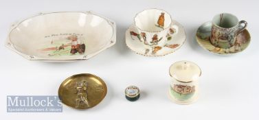 Mixed Golfing Selection – incl Spode Flemish Green coffee cup and saucer with golfer design, Crown