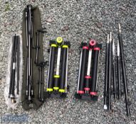 Selection of fishing accessories to include a Daiwa pole roller, a Boss pole roller, a Fox rod