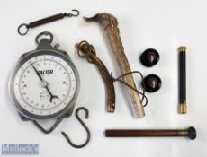 Mixed Fishing Accessories (8) – Salter model 235 scales with a smaller Salter hand held scales, 2