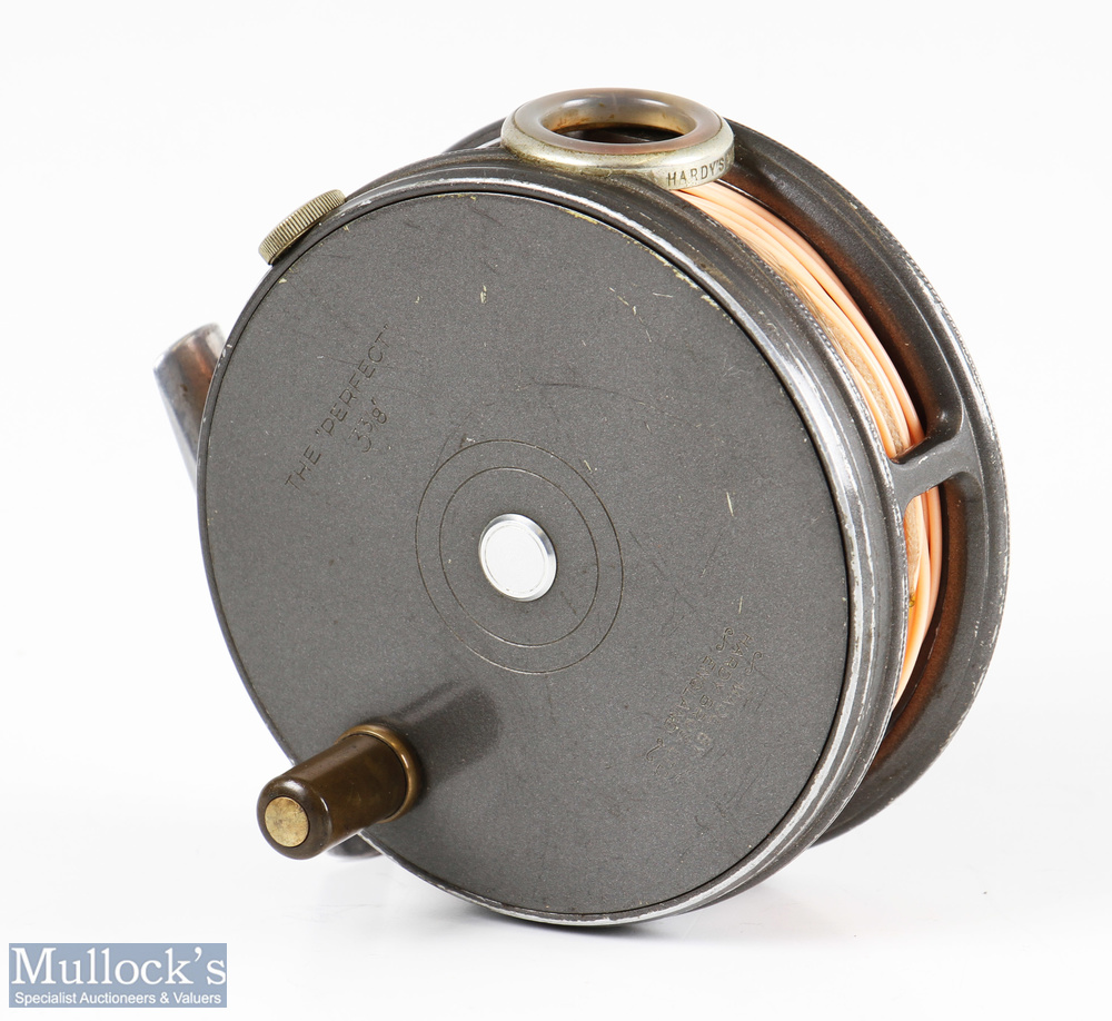 Hardy Bros England Perfect 3 3/8” alloy trout fly reel with agate line guide, rim tensioner, - Image 2 of 2