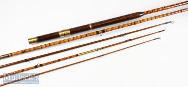 Unnamed 5 piece cane and greenheart valise rod making up 3 various rods, appears in good overall