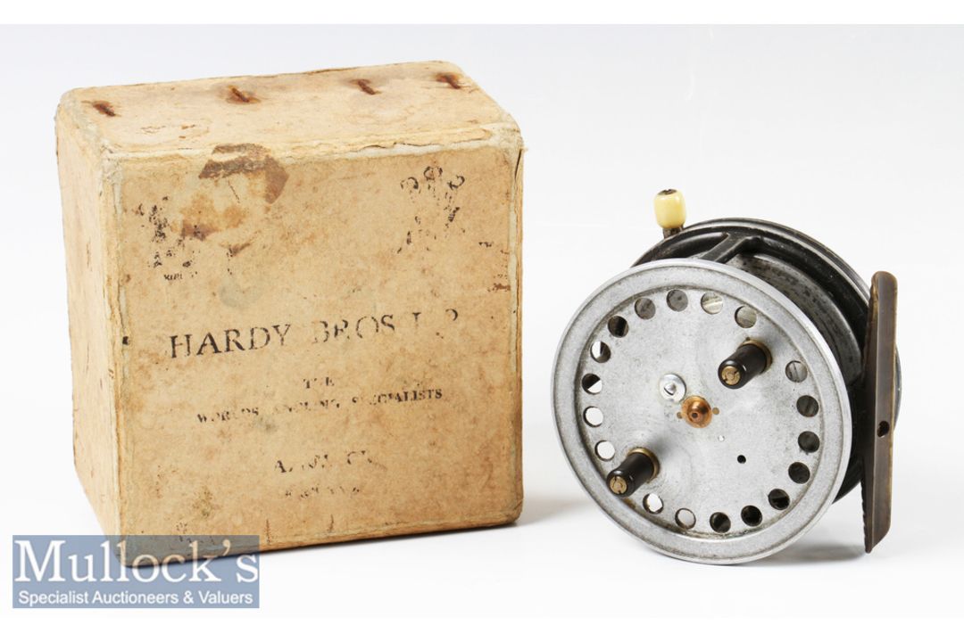 Hardy Bros England Super Silex 3 ½” Alloy Fly Reel and Box marked PW (Percy Walsh 1920-1954) - Image 1 of 3