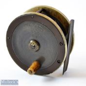 Fine “The Fly Fishers SEJ Winch” 2.75” brass and ebonite fly reel - with German silver rims, bone