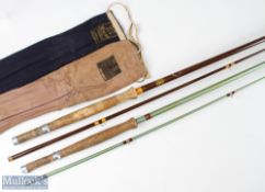 2x 8ft 2pc hollow glass fly rods fitted with Hardy reel fittings and Hardy cloth bag; and Hardy