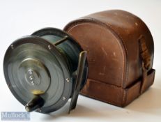 Fine Eaton and Deller Makers 6&7 Crooked Lane London 4.25” Brass and Ebonite Wide Drum Salmon Reel –