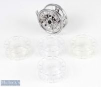 Hardy Demon 5000 Cassette large arbour fly reel with 4x spare cassettes marked J12583 to foot,