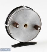 Scarce Hardy Bros England Triumph 3 ¼” alloy drum reel in black finish, Bickerdyke line guide,