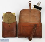 R Anderson & Sons Edinburgh leather fly wallet with parchment & cloth leaves, with a leather cast