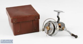 Hardy Bros England Altex No2 Mk V fixed spool reel with folding handle, Brit Pat end plate, full