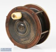 Carter & Sons London 4 ½” ebonite and brass Salmon reel with maker’s details to faceplate,
