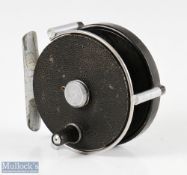 J W Young & Sons Valdex 3” raised pillar alloy dry fly reel black mottled finish, line guide, good