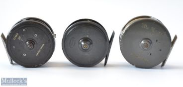 3x interesting Fly Reels - fine J.J.S. Walker Bampton & Co Makers Alnwick 3.25” Uniqua style trout