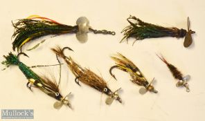 Selection of Hardy Halcyon Spinning Flies and others (6) – 4x Hardy Halcyon with nickel silver