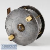 Fine Hardy Bros Alnwick combination fly reel with makers bordered oval logo, stamped Hardy’s Pat