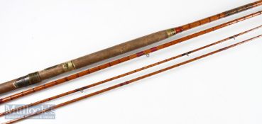 Hardy Bros Alnwick salmon rod with extra top (slightly bent), engraved K Corbet Reg No. A52166