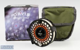 Orvis Access V mid arbour fly reel in black finish, counter weight, appears unused, with maker’s