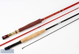 Daiwa F5140 fly rod 8ft 6in 2pc, line 6, cloth bag; and Fibalite Fly Rod 6ft 1ins 2pc blank, no bag.
