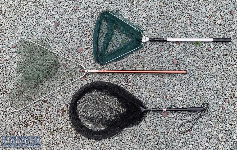 3x Assorted Landing Nets – incl DAM (West Germany) folding net of alloy tube construction with