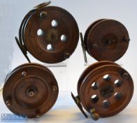 Collection of Scarborough and other Wooden and brass reels (4) unnamed modified 6” Scarborough