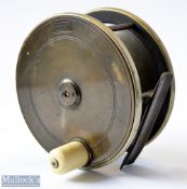 W J Cummins Maker, Bishop Auckland 4.75” brass and ebonite combination trolling reel – with nickel