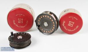 Hardy Bros England St George 3 ¾” Mk II alloy fly reel and spare spool with agate line guide, rim