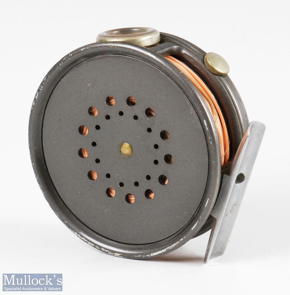 Hardy Bros England Perfect 3 3/8” alloy trout fly reel with agate line guide, rim tensioner,