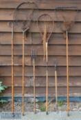 Collection of Vic landing nets, trident eel spears, and gaff together with selection decorative