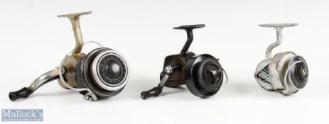3x Allcocks fixed spool reels featuring an Allcocks Silver Superb with half bail arm, Allcocks