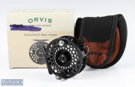 Orvis Battenkill IV mid arbour fly reel finished in black, counter balance, appears unused, with