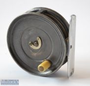 Hardy Bros Alnwick The Uniqua 3 1/8” alloy trout fly reel c1920 – smooth alloy foot, single fixed