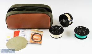 Scientific Anglers System two 1213 Salmon fly reel and spare spools in black, rear drag adjuster,