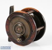 Perth style 3” Brass and rosewood reel five pillar construction, smooth brass foot, ebonite black