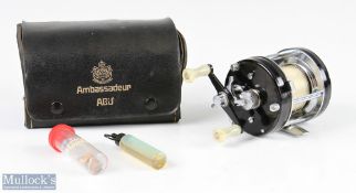 ABU Ambassadeur 5001C multiplier reel foot stamped 730901 black end plates, level wind, star drag,