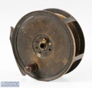 Rare large Moscrop of Manchester 5 ¼” all brass Salmon fly reel with maker’s details to rear plate