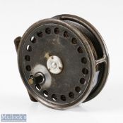 Hardy Bros England 3 7/8” St John alloy fly reel ribbed brass foo (slightly bent), rim tensioner,