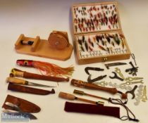 Mixed Fishing accessories to include Big Game fish teaser, early ABC Solingen fishing plier tool,