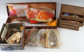 Selection of Vintage Fly-Tying feathers, capes, silks, tinsels, thread, etc contained within
