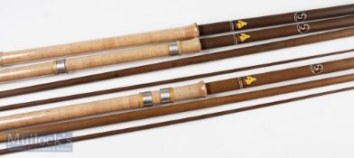 2x Sundridge 12ft and 13ft S.L.V. Competition match rod blanks with cork handles (plus extra Butt