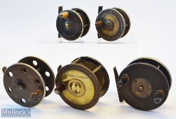 Interesting collection of various brass and ebonite fishing reels (5) - S Thomas & Sons Ltd Redditch