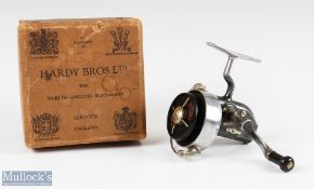 Hardy Bros England Altex No1 Mk II fixed spool reel folding handle, Brit Pat end plate, full bail