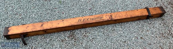 Large Early 20th century Pine and Metal Rod Box with period painted name to lid having metal edged