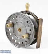 Wallace Watson Pape of Newcastle 4” Silex style alloy casting reel twin handle, smooth brass foot,