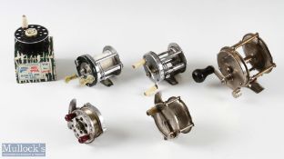 5x USA mixed bait casting reels to include Shakespeare Marhoff 1964 nickel silver Model GE,